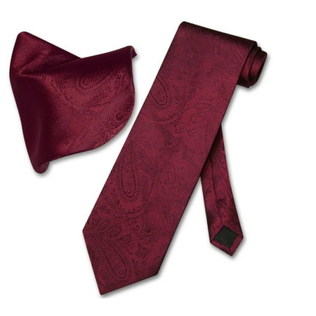 - Vesuvio Napoli Burgundy PAISLEY NeckTie Handkerchief Matching Men's Neck Tie Set
