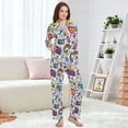 thumbnail image 4 of FORMRS Womens Pajama Set Long Sleeve Top and Pants with Pockets Soft Comfy Lounge Sleepwear, Sizes S-2XL, White Doodle Pattern, 4 of 7