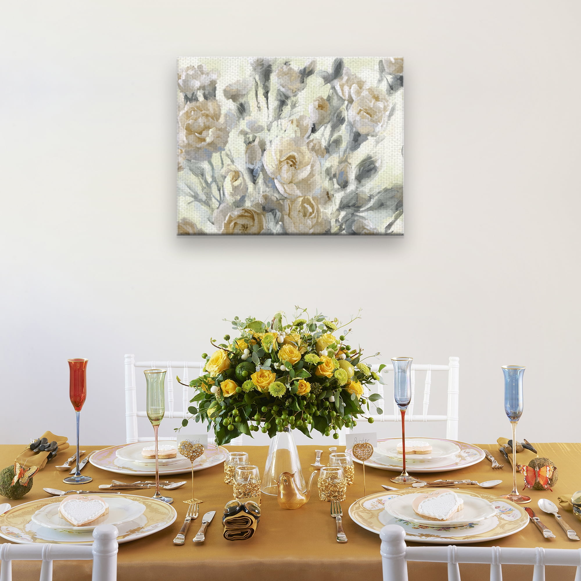 Masterpiece Art Gallery Rose Garden Golds By Studio Arts Canvas Art Print 22" x 28"