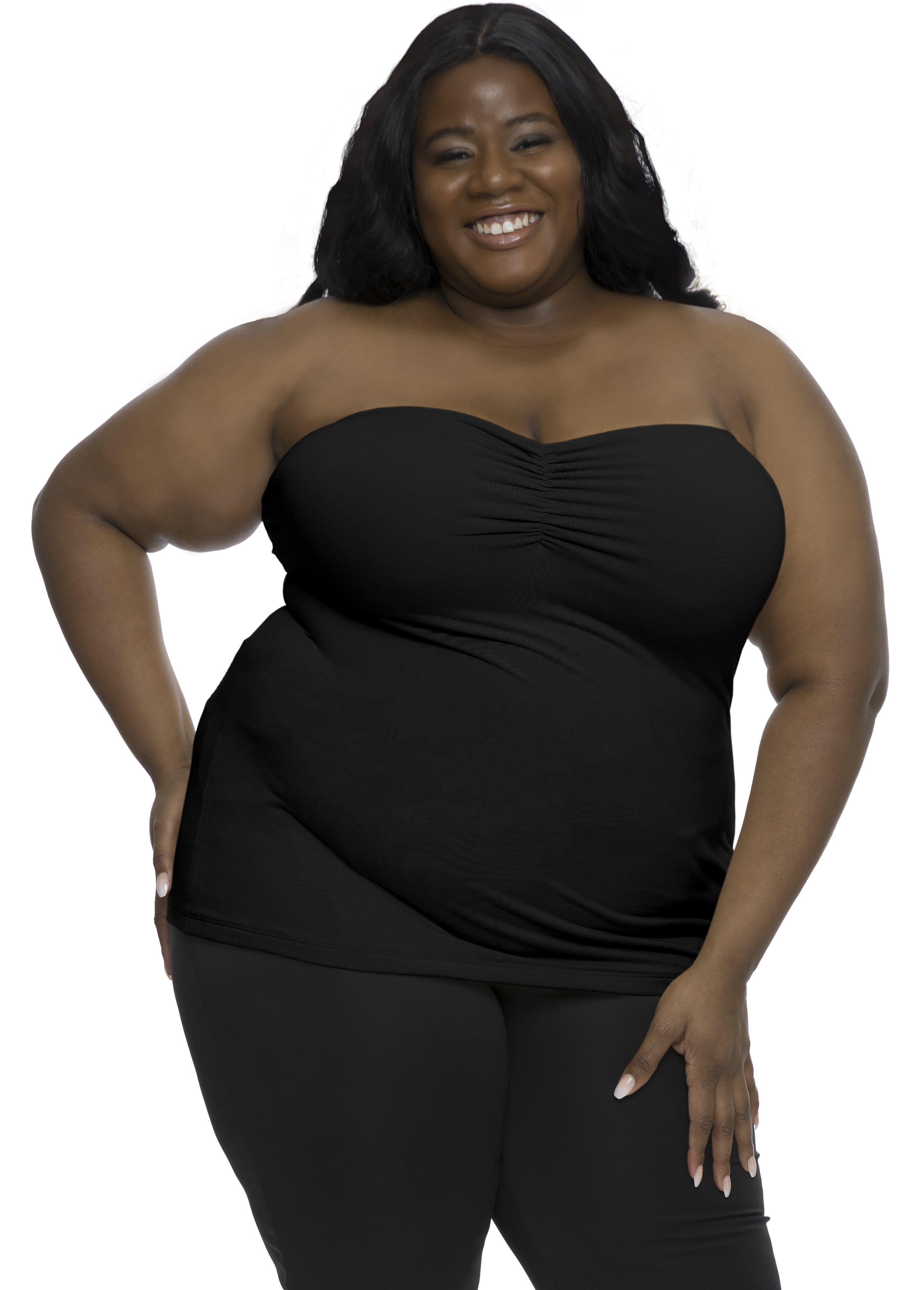 Mark . pude Oh So Soft Ruched Bust Strapless Long Tube Top | Women Plus Size|Made in  the USA - Walmart.com