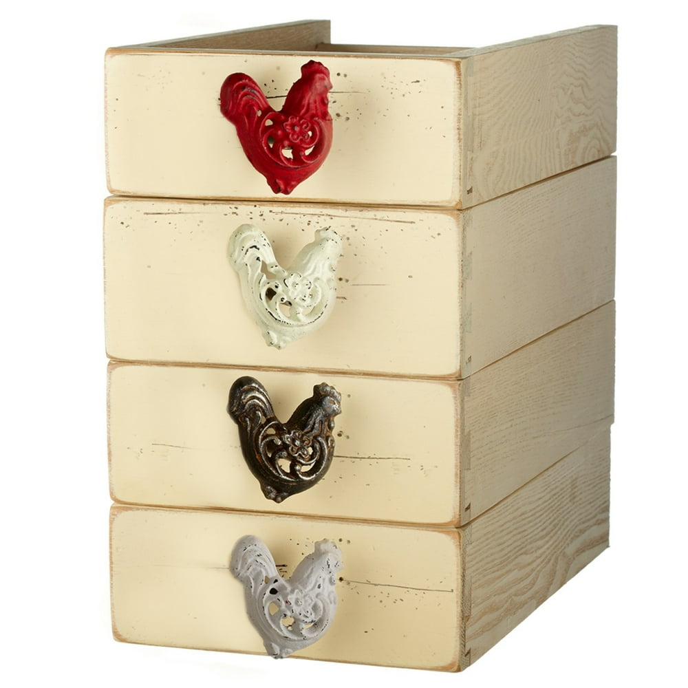 Roosters Drawer Pulls Knobs Set of 4 Painted and Distressed