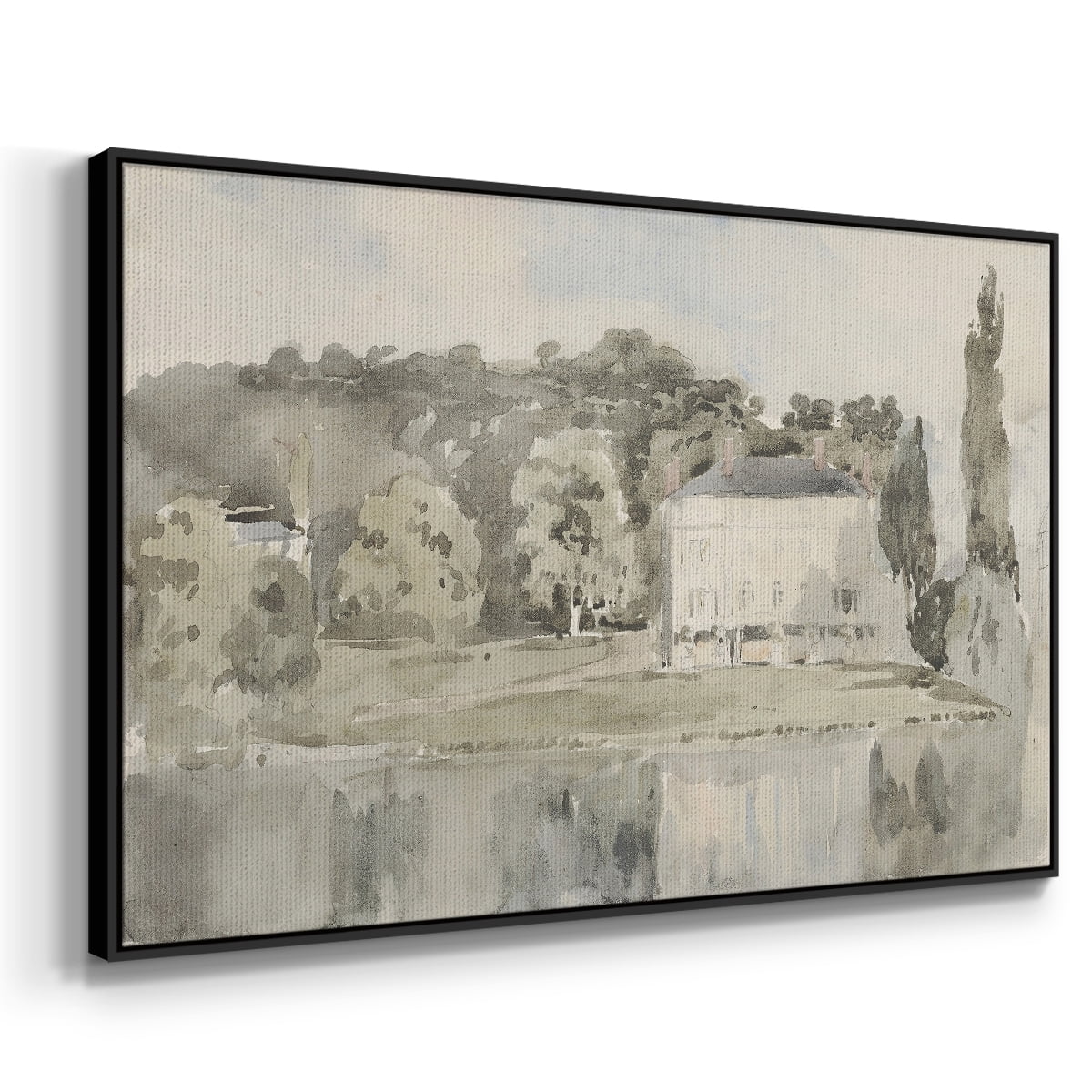 Vintage Landscape-CCCLXVI By Wexford Home Framed in Black Wood Gallery Wrapped Canvas 25 in. x 37 in.