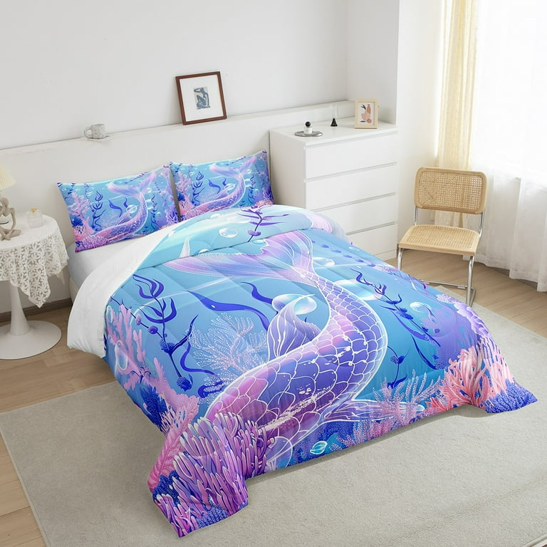 Purple Mermaid Tail Comforter Set Mermaid Twin Bedding Comforter