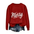 thumbnail image 5 of larppty Merry Sweatshirts for Women Christmas Crewneck Sweaters Letter Pullover Winter Tops Fashion Outfits (Red, XL), 5 of 6