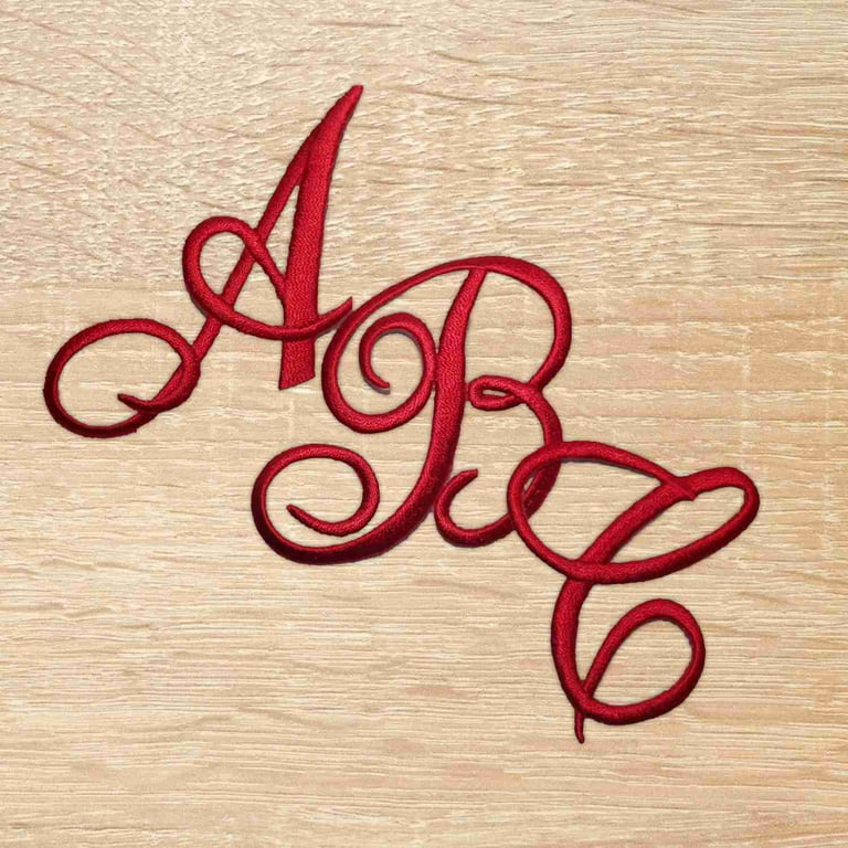 Monogram Letter Patch 26 Piece Kit, Script Iron on Appliques, Kit Includes All 26 Cursive Letters for Clothing, Stockings, and More! (Large, Red)