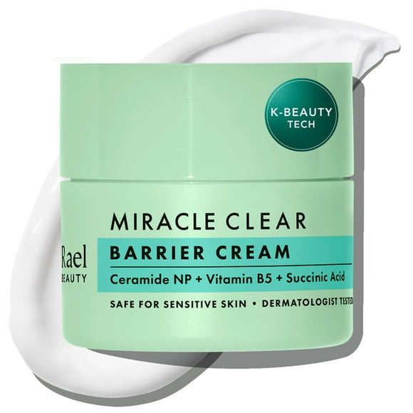 Rael Face Moisturizer, Miracle Clear Barrier Cream - Moisturizer Face Cream for Oily & Acne Prone Skin, Korean Skincare, Lightweight, Succinic Acid, Hydrating Vitamin B5, Vegan, Cruelty Free (1.8 oz)