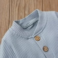 thumbnail image 6 of WOYY Boys Outfits Solid Ribbed Long Sleeve Bodysuit Romper Pants Set, Sizes 12-18M, 6 of 8
