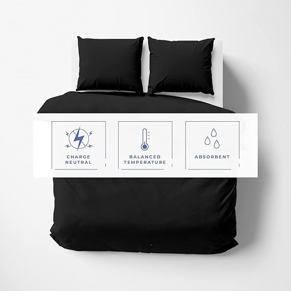 Homi Drapes 100% Egyptian Cotton 3 Piece Duvet Cover Set - Breathable All Season Comforter Cover with Zipper Closure & Corner Ties Sateen Weave (Black, King)