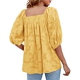 thumbnail image 3 of Sonducket Blusa de mujer de manga corta, camisa holgada, ropa de verano para mujer Prendas para la parte del cuerpo Amarillo M, 3 of 6