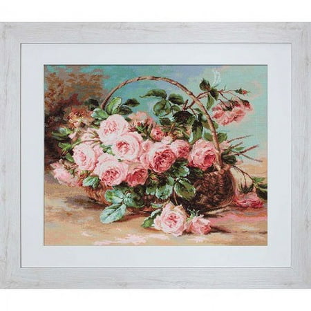UPC: 4840746023538 | Luca-S Basket of Roses Counted Cross-Stitch Kit