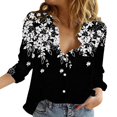 thumbnail image 1 of WZXFASHION Blouses à Manches Retroussables Col en V pour Femmes Tops Économies d'Été Liquidation Chemises pour Femmes, 1 of 5