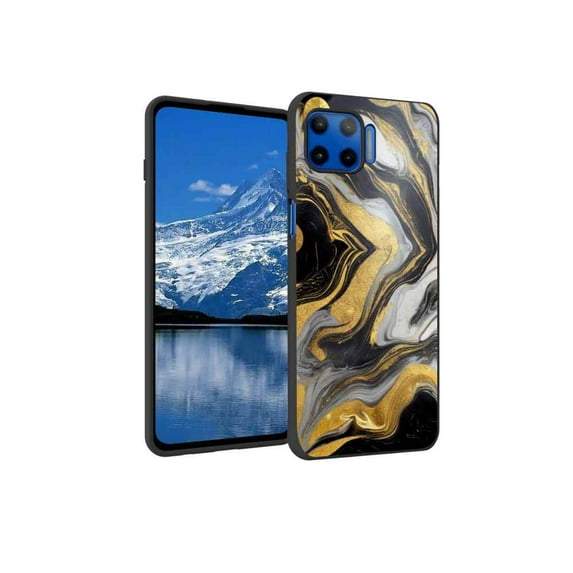 Compatible with Moto G 5G Plus Phone Case, Golden-Marble-157 Case Men Women, Flexible Silicone Shockproof Case for Moto G 5G Plus
