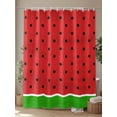thumbnail image 4 of Watermelon Shower Curtain Set, Waterproof Shower Curtains for Bathroom, Black Polka Dots Green Summer Fruits Washable Fabric Cloth Bath Curtain for Bathtub Decoration with Hooks 72x78 Inches, 4 of 6