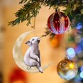 thumbnail image 4 of Ornaments Clearance! Christmas Decorations Animals Sitting on The Moon Ornaments for Christmas Tree Doubleprinted Acrylic Hanging Pendant for Christmas Tree Decorations Window Wall Hanging Ornament, 4 of 4