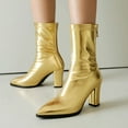 thumbnail image 2 of Leozcaa Bottines pour Femmes Bout Pointu Talon Épais Bottines Mi-Mollet Automne, 2 of 8