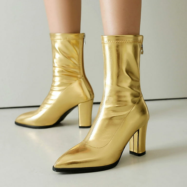 Mostsola Womens Gogo Boots Pointed Toe Elastic Ankle Boots High