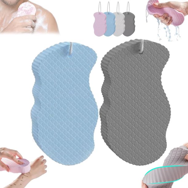 Exfoliante coreano para la piel, esponja de baño exfoliante súper suave, esponja exfoliante 3D, agradable para la piel y reutilizable para adultos y niños (2 piezas-B)