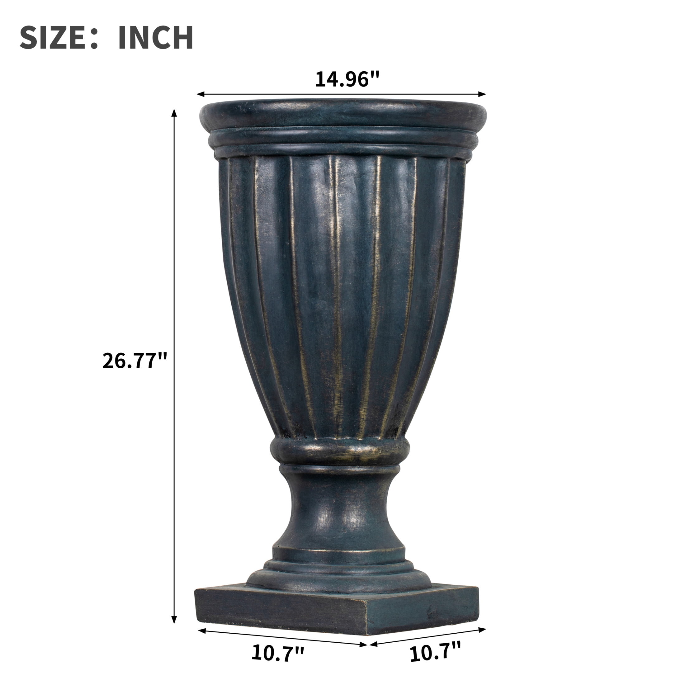 Christopher Knight Home 26.8" Outdoor MGO Stately Tall Fluted Pedestal Flower Pot, Antique Green