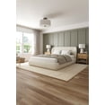 thumbnail image 4 of King Size Bed Frame with Wingback Headboard, Platform Upholstered in Performance Fabric, Free Assembly - Boho, Modern Style - Rounded Corners, Non-Slip, Low-Profile, Bedroom, Curved (Cream, King), 4 of 8