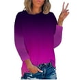 thumbnail image 2 of Nouveaux Hauts d'Été pour Femmes 2023 Manches Longues Mode Col Rond Manches 3/4 Imprimé Blouses Décontractées pour Sorties Chemises Grande Taille pour Femmes, 2 of 4