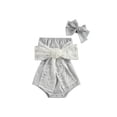 thumbnail image 1 of TheFound Baby Summer Outfits, Stripes Strapless Rompers with Bowknot + Hairband, 1 of 6