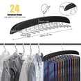thumbnail image 2 of Topekada 2 Pack Tie Hanger Tank Top Hanger, Wooden 48 Hooks Hanger Set, Tie Rack, Belt Organizer for Closet,with Upgraded 360 Degree Rotating, Multiuse Hanger for Bras,Tank Tops,Camisoles(Black), 2 of 7