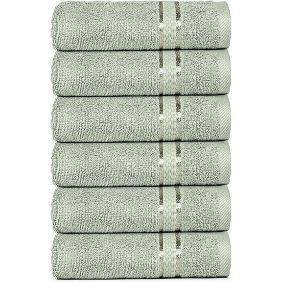 Dewall Maisons Premium Soft Green 6-Piece Hand Towel Set - 100% Cotton, Perfect 16" x 28" Size - Ultra Soft, Highly Absorbent, Ideal for Body, Face, Hands - Enhance Your Bathroom's Style