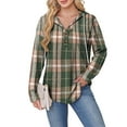 thumbnail image 5 of Ahdbta Plaid Hoodies for Women V Neck Oversized Hooded Pullover Sweatshirts Casual Loose Button Down Long Sleeve Shirts Fall Tops, 5 of 5