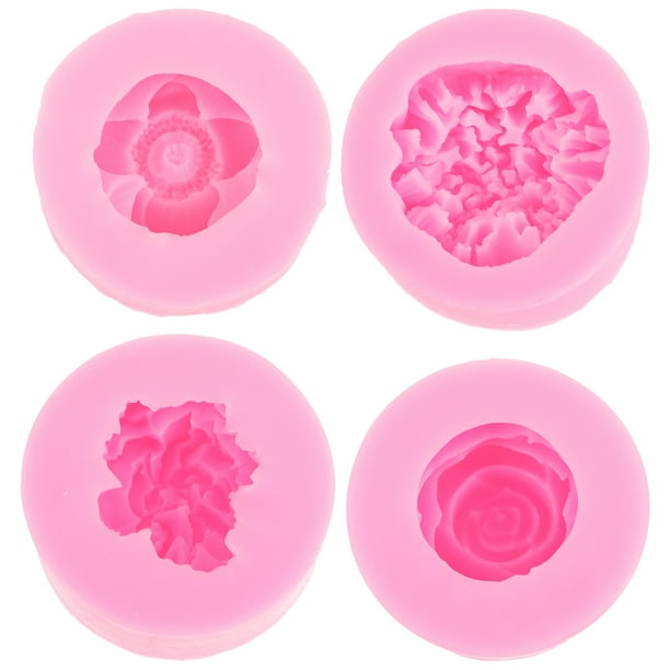 KAKOWELY 4 moldes de silicona con forma de flor para manualidades, moldes para fondant, moldes para flores pequeñas