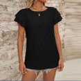 thumbnail image 6 of iHengLiXing Plus Size Spring Tops for Women 2025 Dressy Casual Women's Fashion Summer Solid Color Round-Neck Short Sleeve Blouses Black XXL, 6 of 7