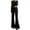 Black, variant on Women's Fleece Lined Flare Pants, High Waist Slim Fit Trousers, Warm Winter Dress Pants, Soft Thermal Pants, Retro Style Work Pants, Casual Office Pants Pink S
