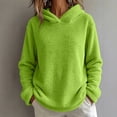 thumbnail image 7 of Women's Fuzzy Sherpa Fleece Hoodie Long Sleeve Loose Fit Pullover Tops Soft Warm Casual Loungewear Sweatshirt Everyday Fall Winter Green, 7 of 7