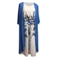 thumbnail image 4 of Robe T-Shirt pour Femmes Manches Courtes Robe Décontractée Imprimée Col Rond Manches Ceinture Robes Manches Mi-Longues Vêtements Adultes Femme Bleu Taille G, 4 of 5