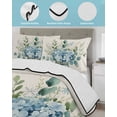 thumbnail image 4 of Teal Spring Floral Twin XL Size Down Alternative Comforter, Lightweight Comforter Quilt Bedding Set with Pillow Shams Watercolor Summer Flowers Vintage All Seasons Bed Comforter Duvet Insert 68"x98", 4 of 7