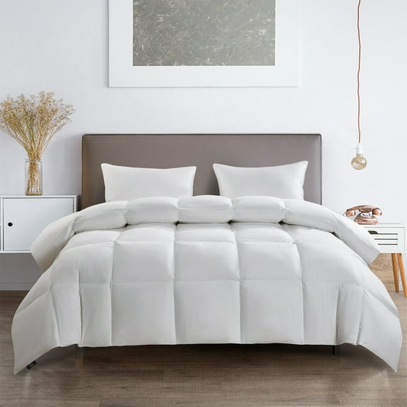 Goose Feather Comforter - All Seasons White Down Alternative Fiber Filled Bedding