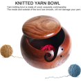 thumbnail image 3 of Wooden Yarn Bow, Dia 6inch Knitting Yarn Storage Holder Organizer Basket with Lid & 2 Hole Portable Handmade Craft Crochet Kit Organizer Perfect for Mothers Day Christmas Gift, 3 of 5