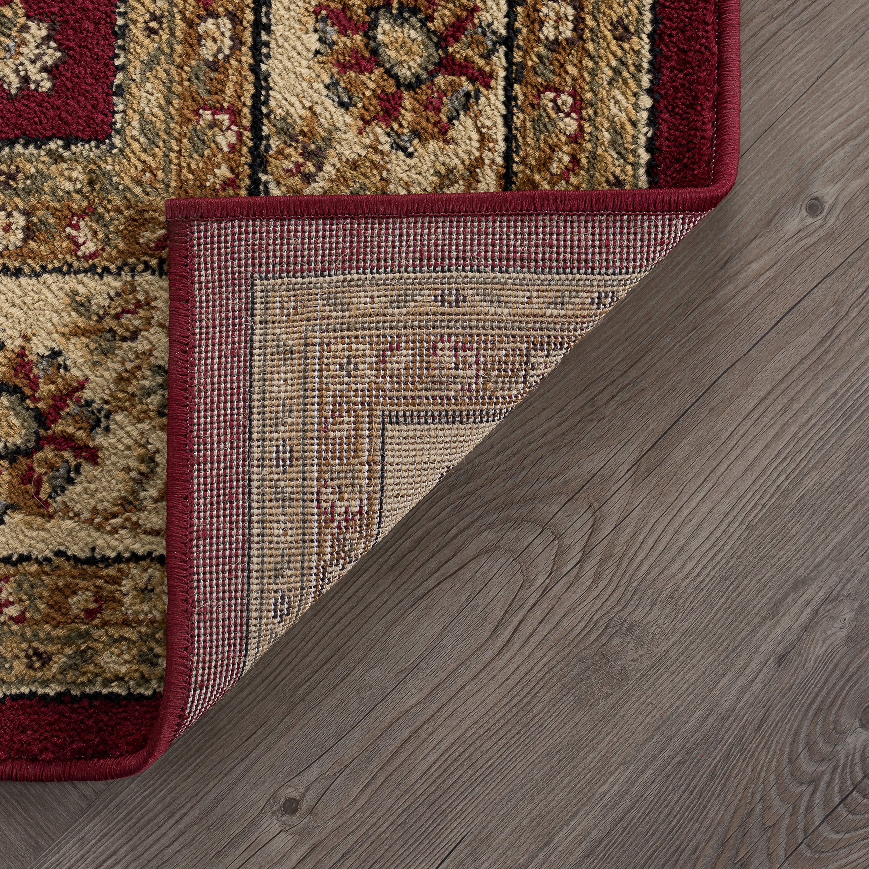 Elegance Traditional 3-Piece Set Red and Beige Polypropylene Indoor Area Rug