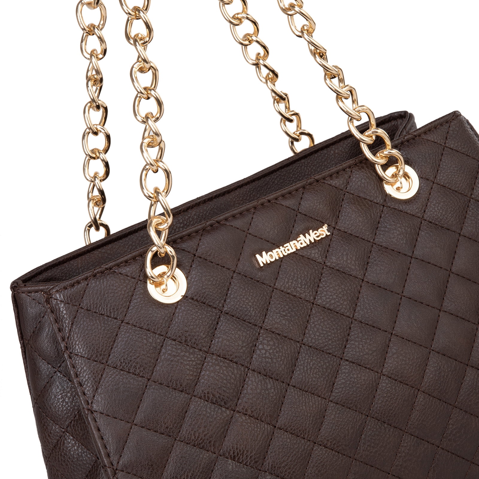 Montana West MEDIUM Chain Shoulder Bag for Women Hobo Handbags Tote Purse, Coffee