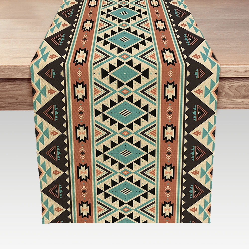 Boho Table Runner Southwestern Native Tribal American Ethnic Aztec