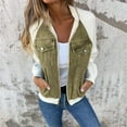 thumbnail image 2 of Harpily Women's Casual Shirt Women's Long Sleeve Denim Jacket Casual Zipper Color Block Denim Shirt Top, 2 of 5