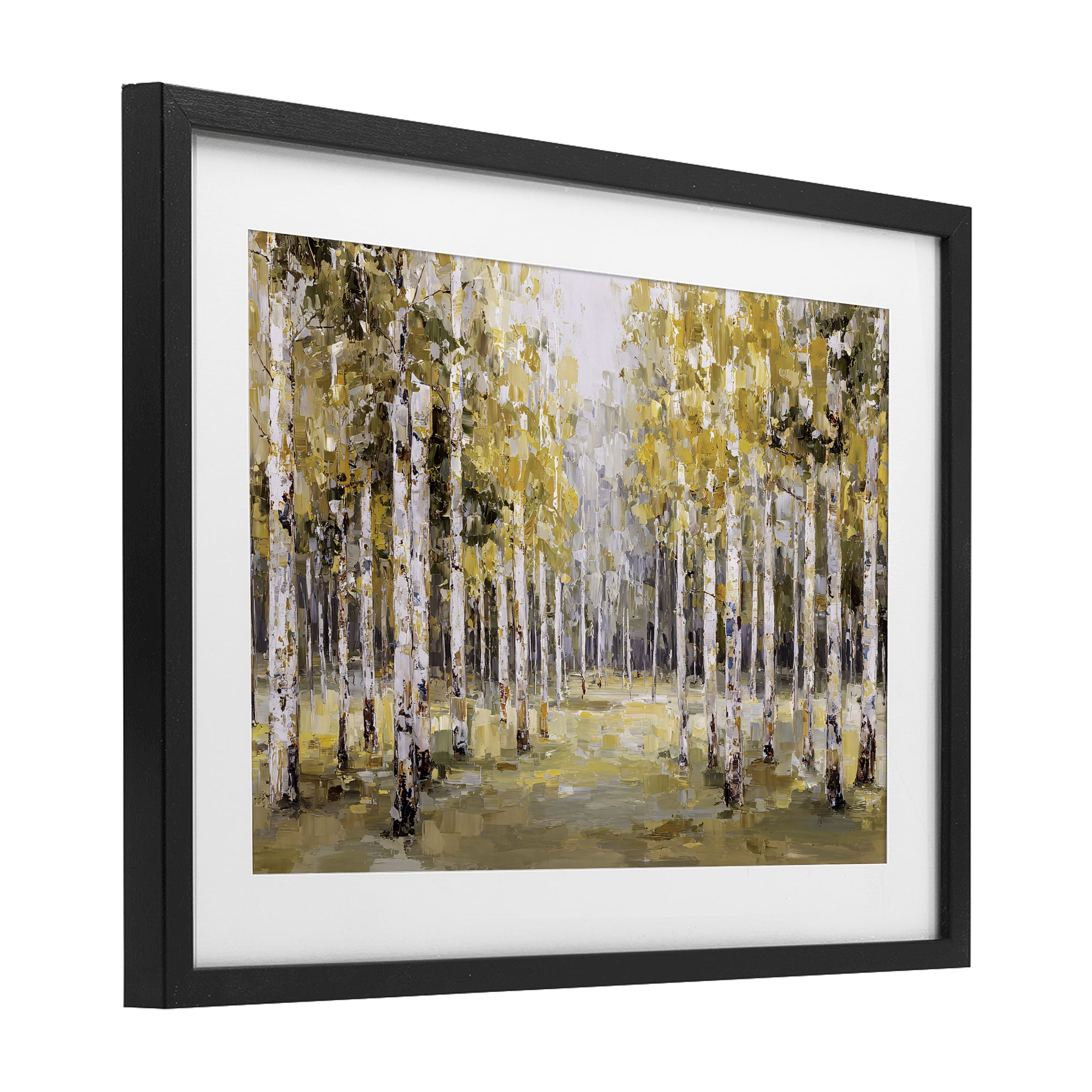 Stupell Industries Impressionist Birch Trees & Fall Leaves Black Framed Print Under Glass, design by Jacky Ngan