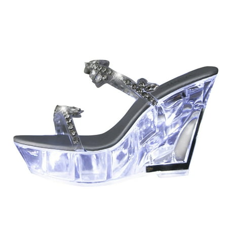

Cathalem Luminous Diamond High Heel Shoes Luminous Wedge Heel Women Shoes Women High Heel Shoes Silver 41