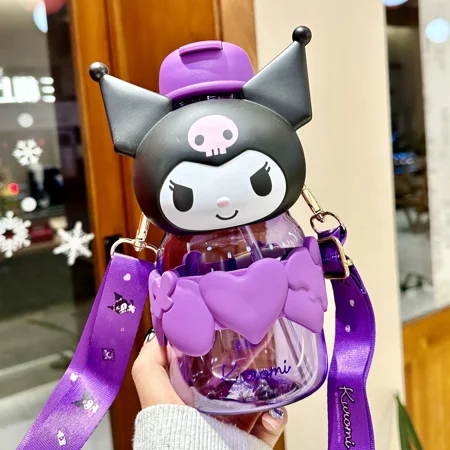

2024 Sanrio Kuromi Cute Water Cup Girl Beautiful Children Straw Large Capacity Kettle Bottle Birthday Gift for Women Student