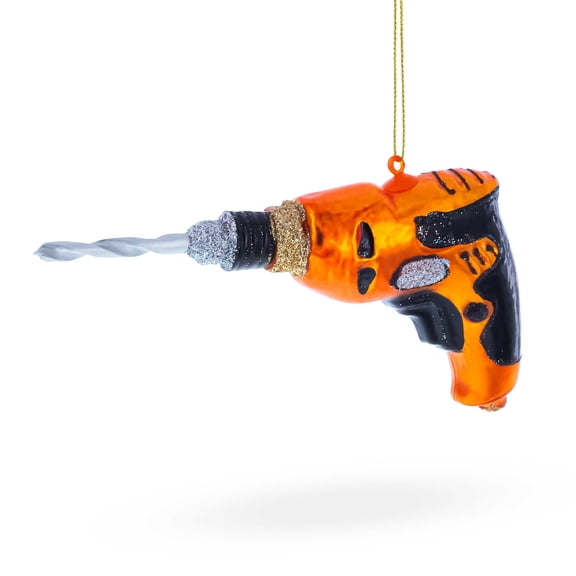 Power Drill Tool Glass Christmas Ornament