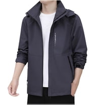 Wyobmus Mens Lightweight Hooded Waterproof Rain Jacket Loose Breathable Raincoat Shell for Outdoor Mountain Hiking Dark Gray