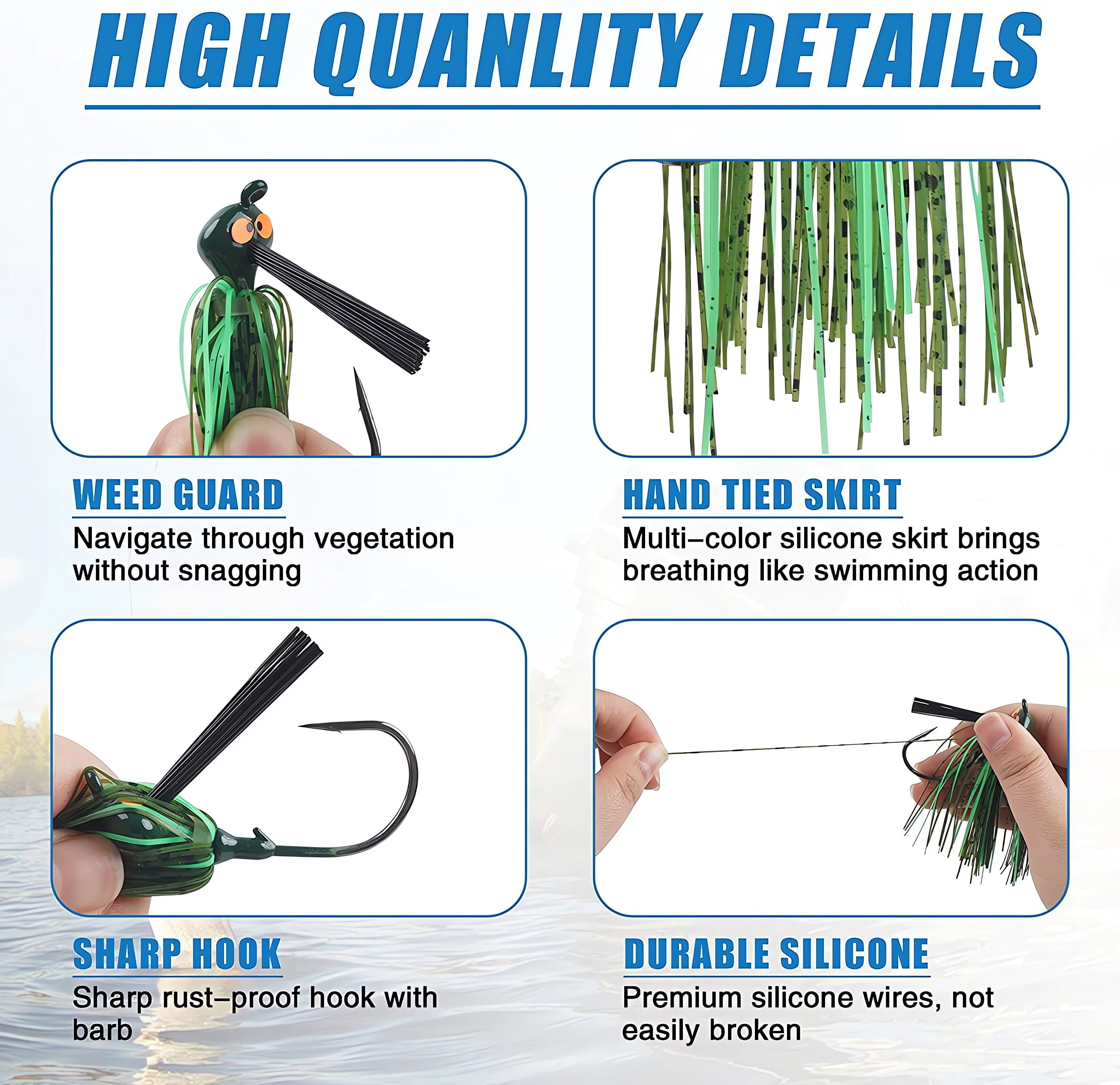 Bass Fishing Jigs Silicone Skirts Weedless Fishing Lures Flipping Football  Jig Hooks Assorted Color Weight 1/4oz,3/10oz Artificial Baits(6pcs), Jigs -   Canada