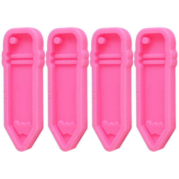 4 moldes de silicona para colgantes de lápiz, antiadherentes, para llaveros y fundición de lápices.