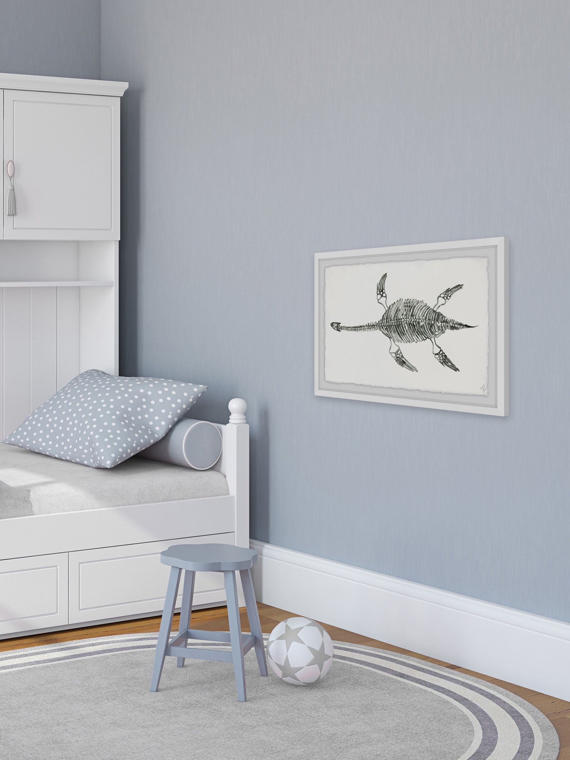Marmont Hill Elasmosaurus Skeleton Framed Wall Art, 30.00" x 1.50"