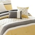 thumbnail image 3 of Benjara Quatrefoil Print King Size 7 Piece Fabric Comforter Set, Yellow and Gray, 3 of 5