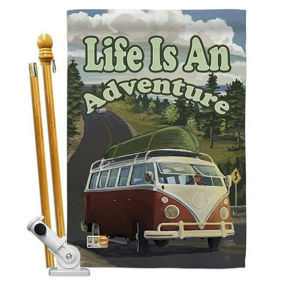 Breeze Decor BD-SU-HS-106079-IP-BO-D-US16-AL 28 x 40 in. 23 Windows Summer Fun in the Sun Impressions Decorative Vertical Double Sided House Flag Set with Pole Bracket & Hardware